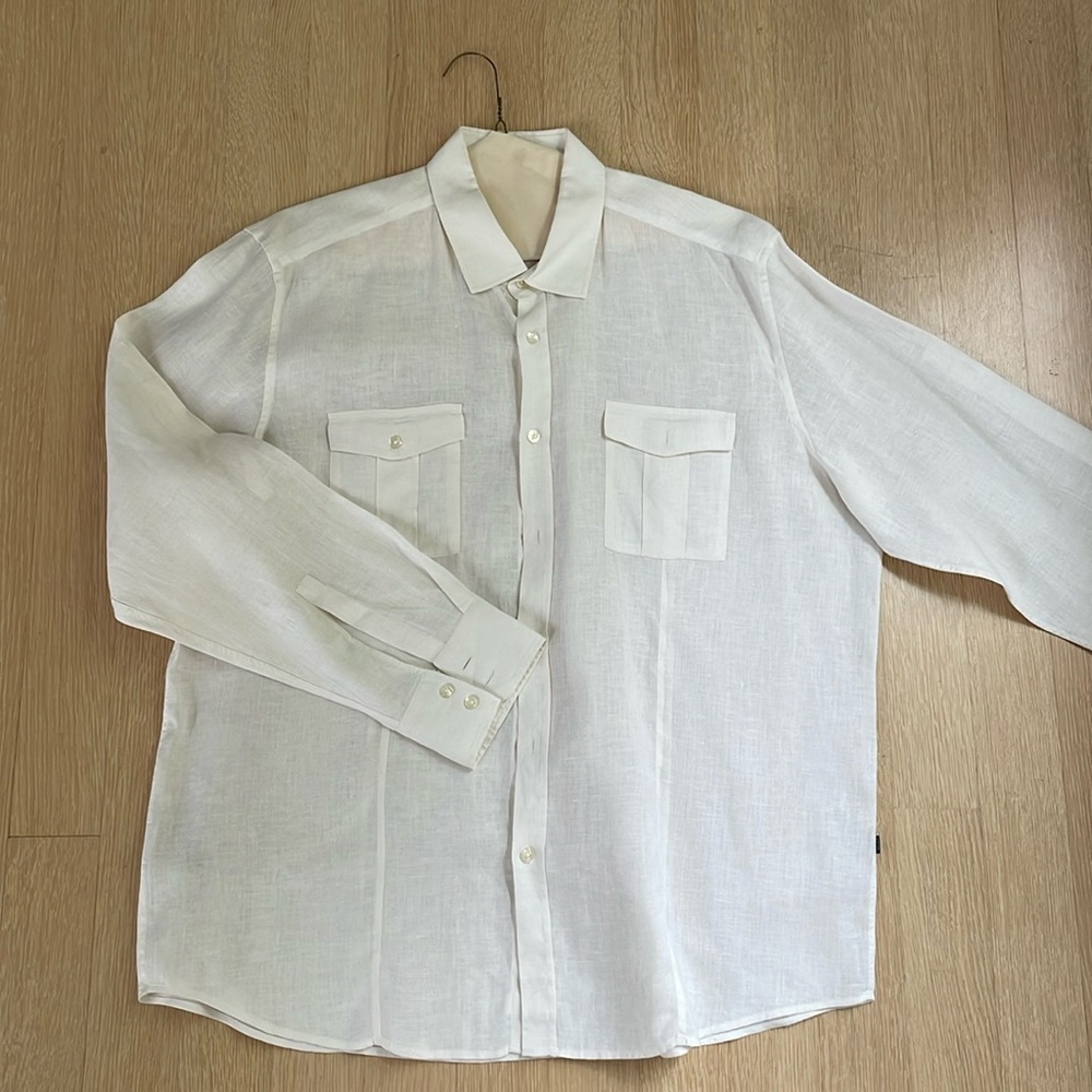 Hugo Boss White Linen Shirt, XXL